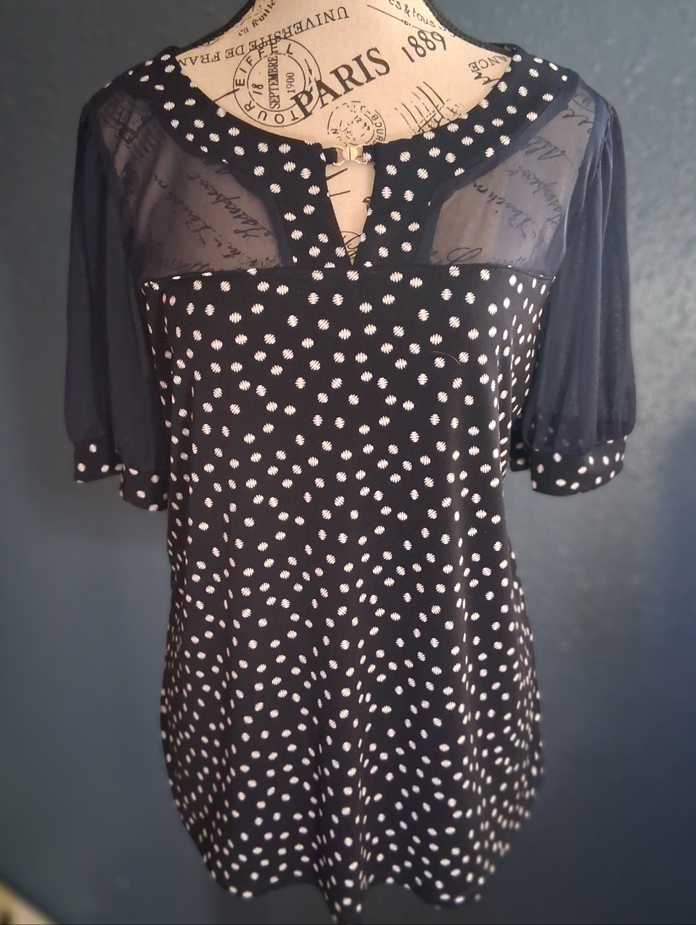 Adele And May Womens Navy Blue/white With Mesh Trim Lg
